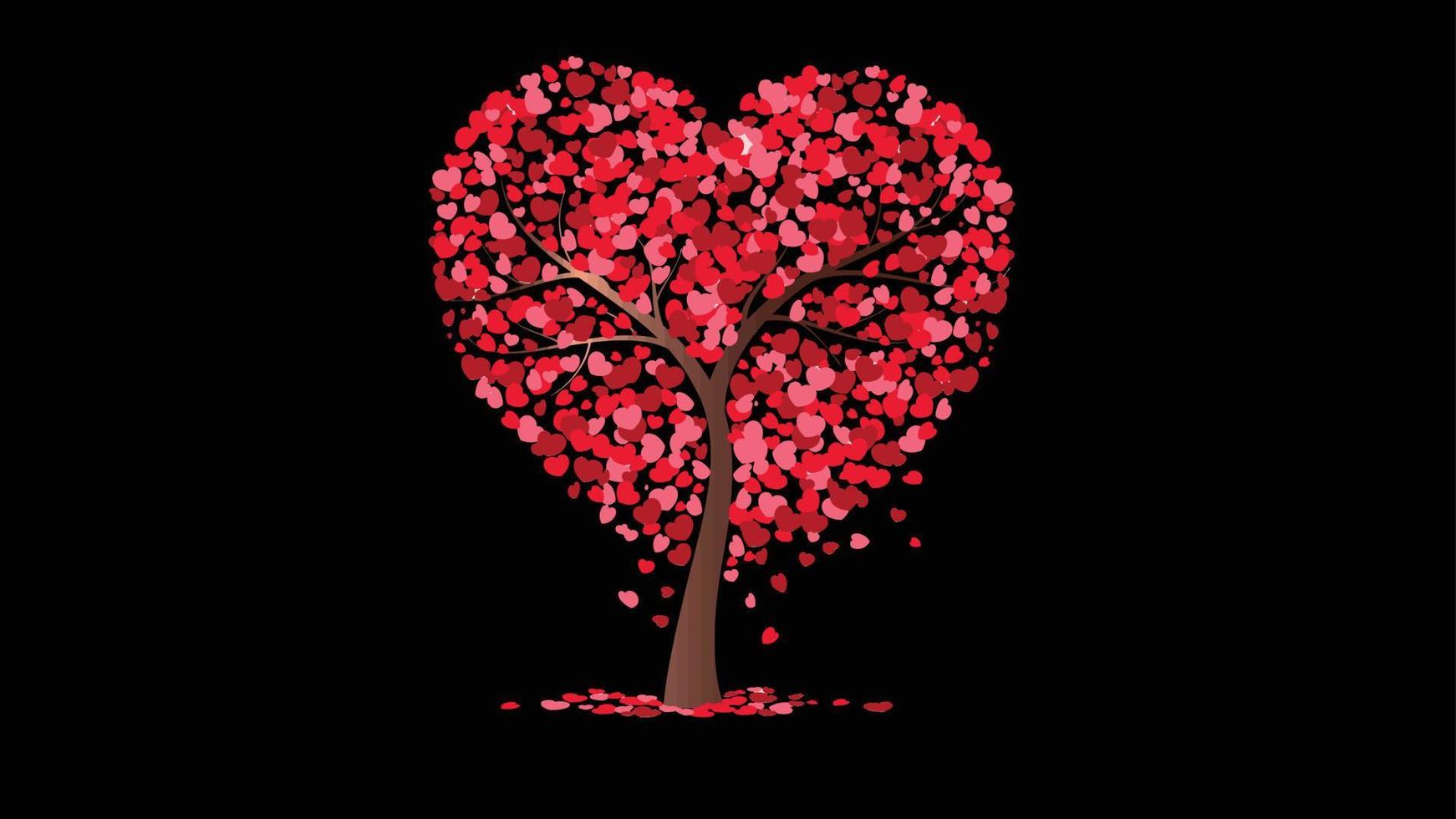 ilustración de árbol de corazón rosa y rojo vector