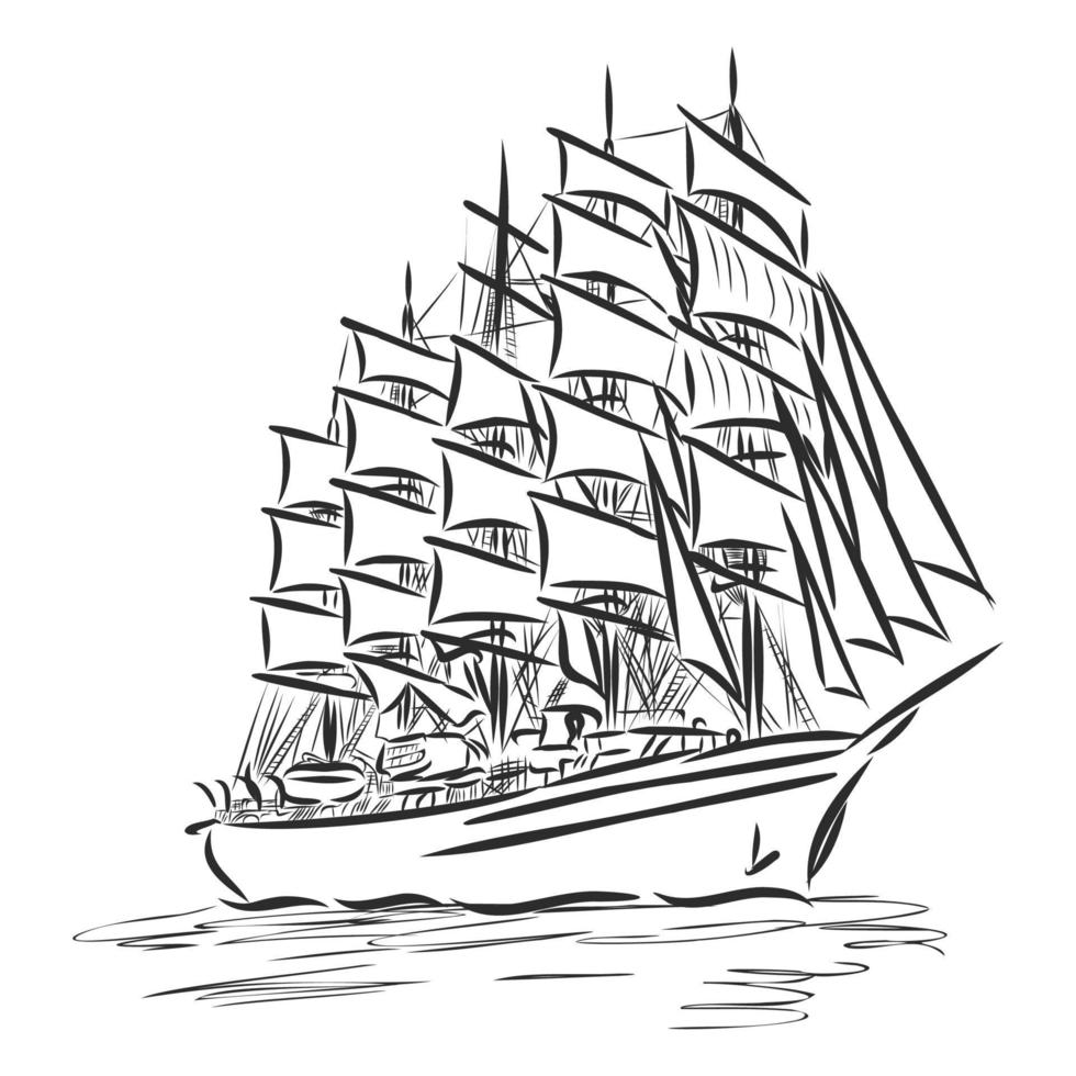 sailing ship vector sketch