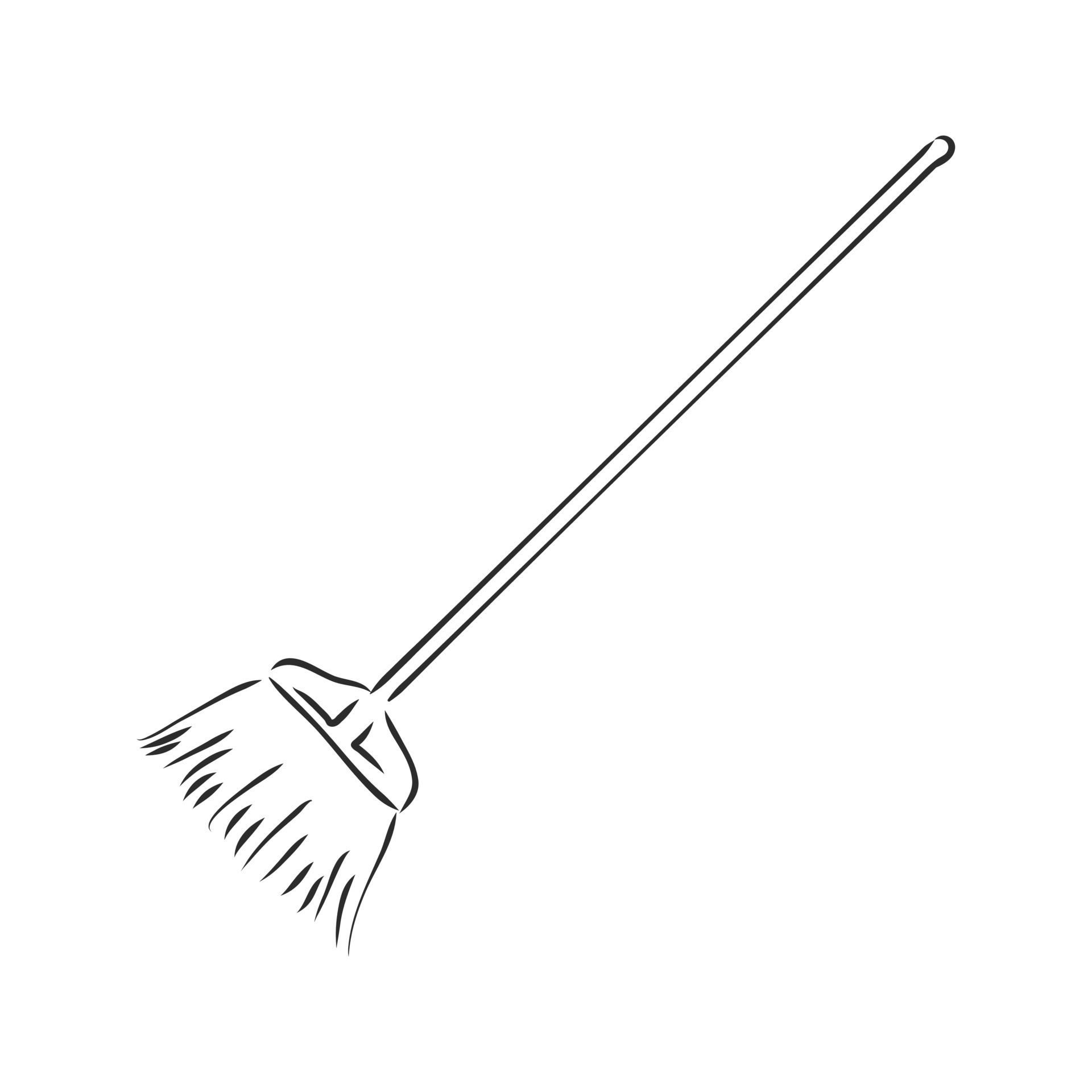Hand Draw Sketch Of Broom And Trash Bin Stock Photo, Picture And Royalty  Free Image. Image 85762888.