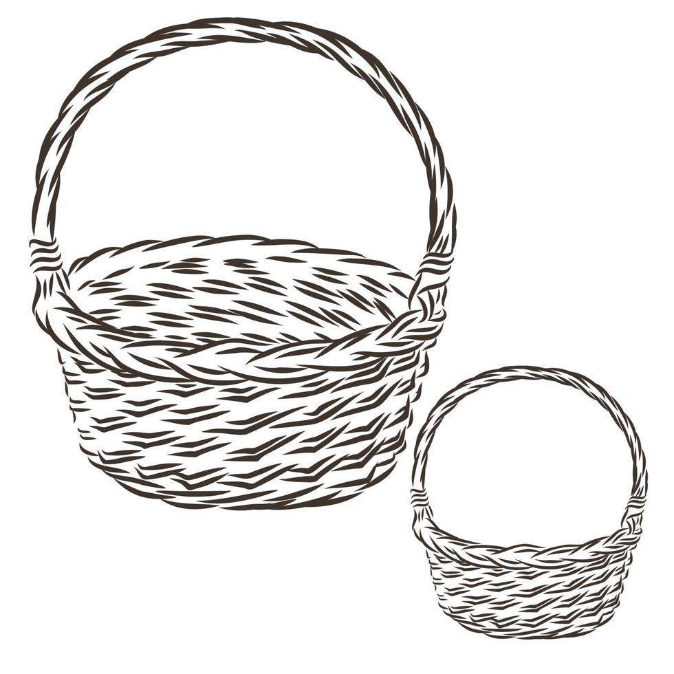 basket wicker vector sketch