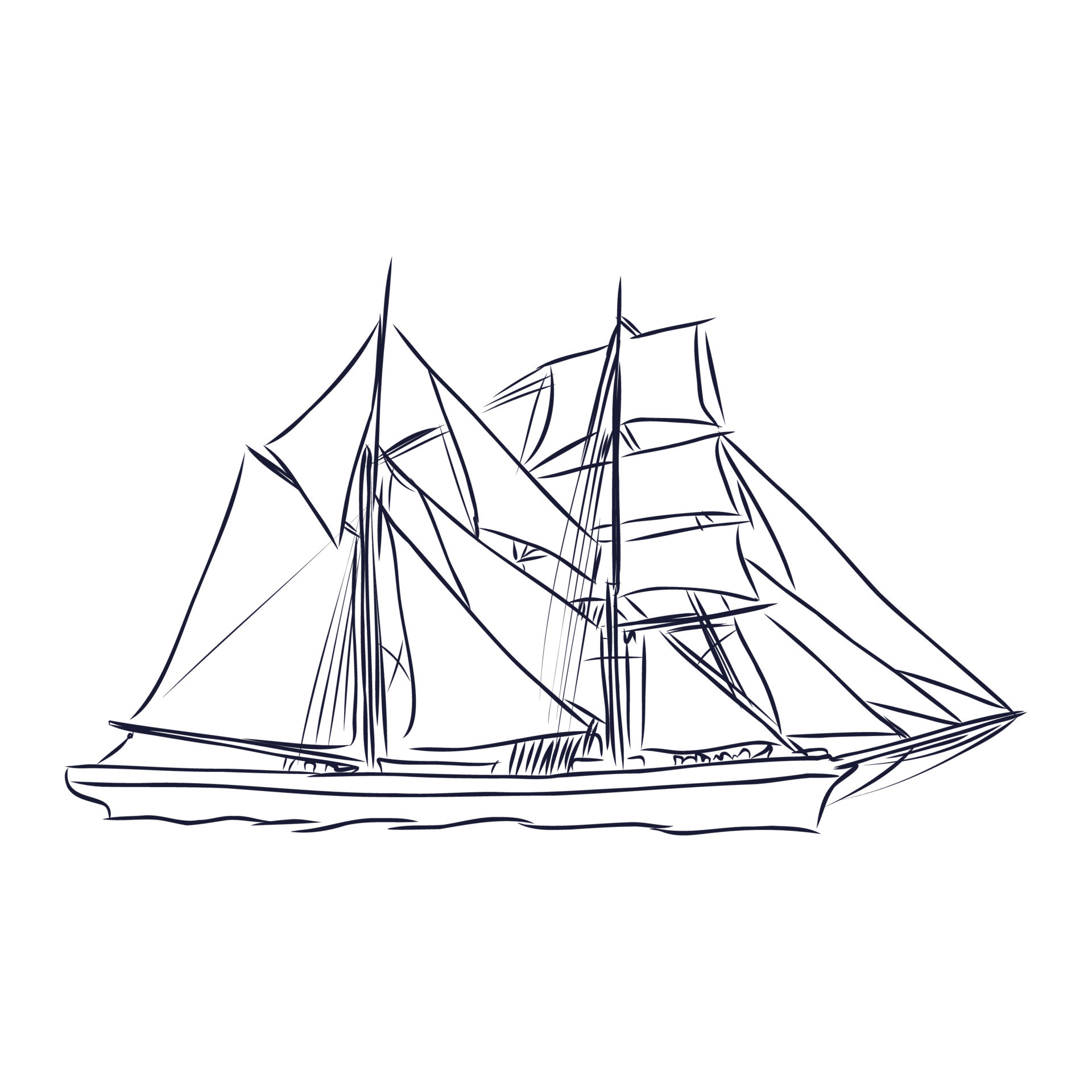 sailing ship vector sketch 17050697 Vector Art at Vecteezy