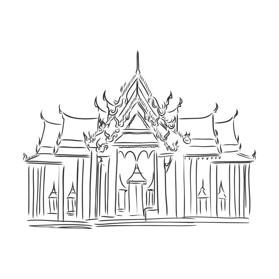 buddhist temple vector sketch