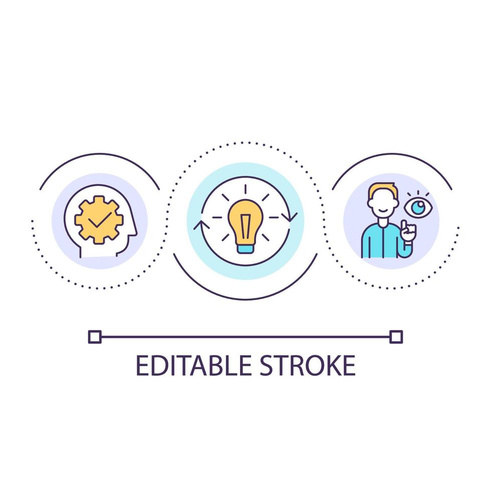 Changes in thinking loop concept icon. Mental health. Belief system. Overcoming confirmation bias abstract idea thin line illustration. Isolated outline drawing. Editable stroke vector