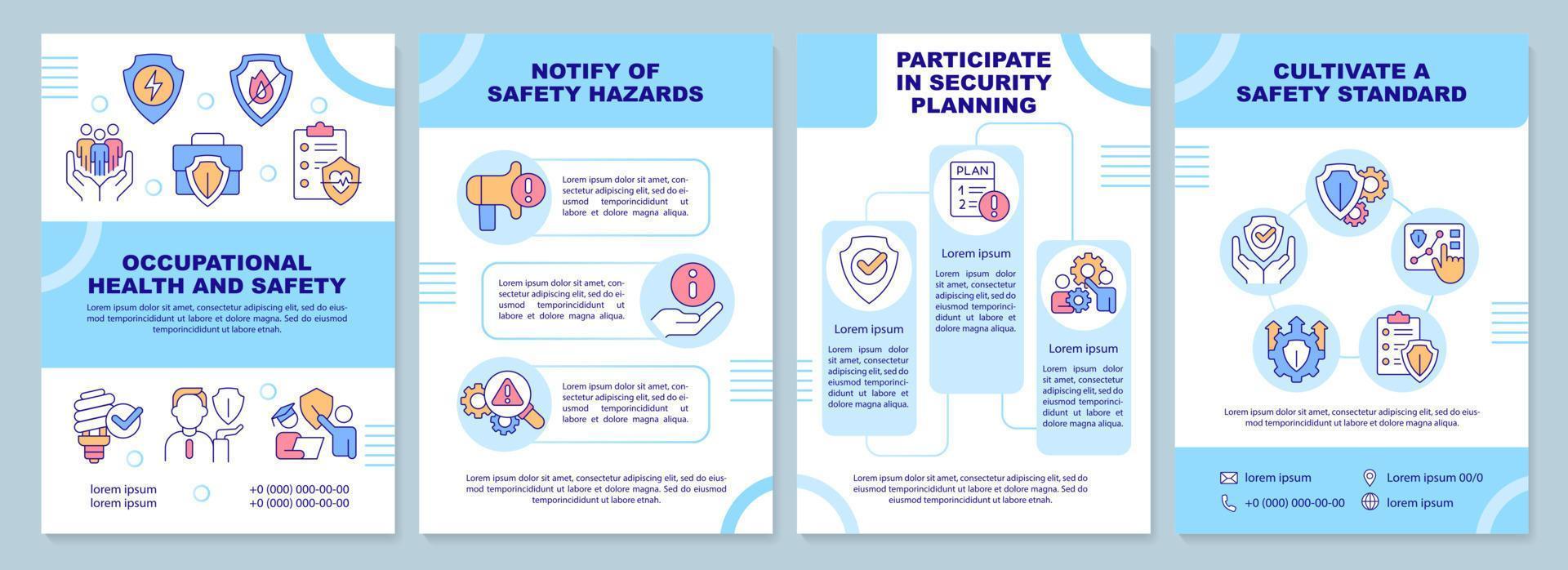 Occupational health and safety blue brochure template. Leaflet design Occupational health and safety blue brochure template. Leaflet design