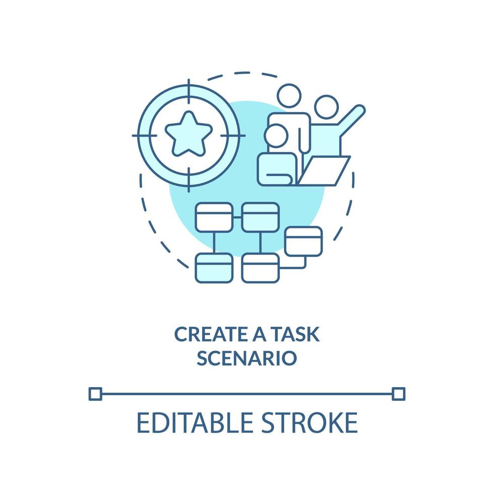 Create task strategy turquoise concept icon. Create usability testing goals abstract idea thin line illustration. Isolated outline drawing. Editable stroke vector