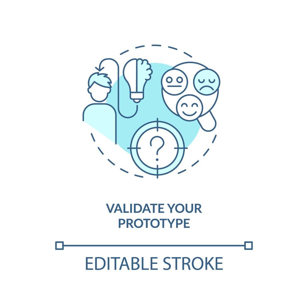 Validate your prototype turquoise concept icon. Users interaction with product abstract idea thin line illustration. Isolated outline drawing. Editable stroke vector