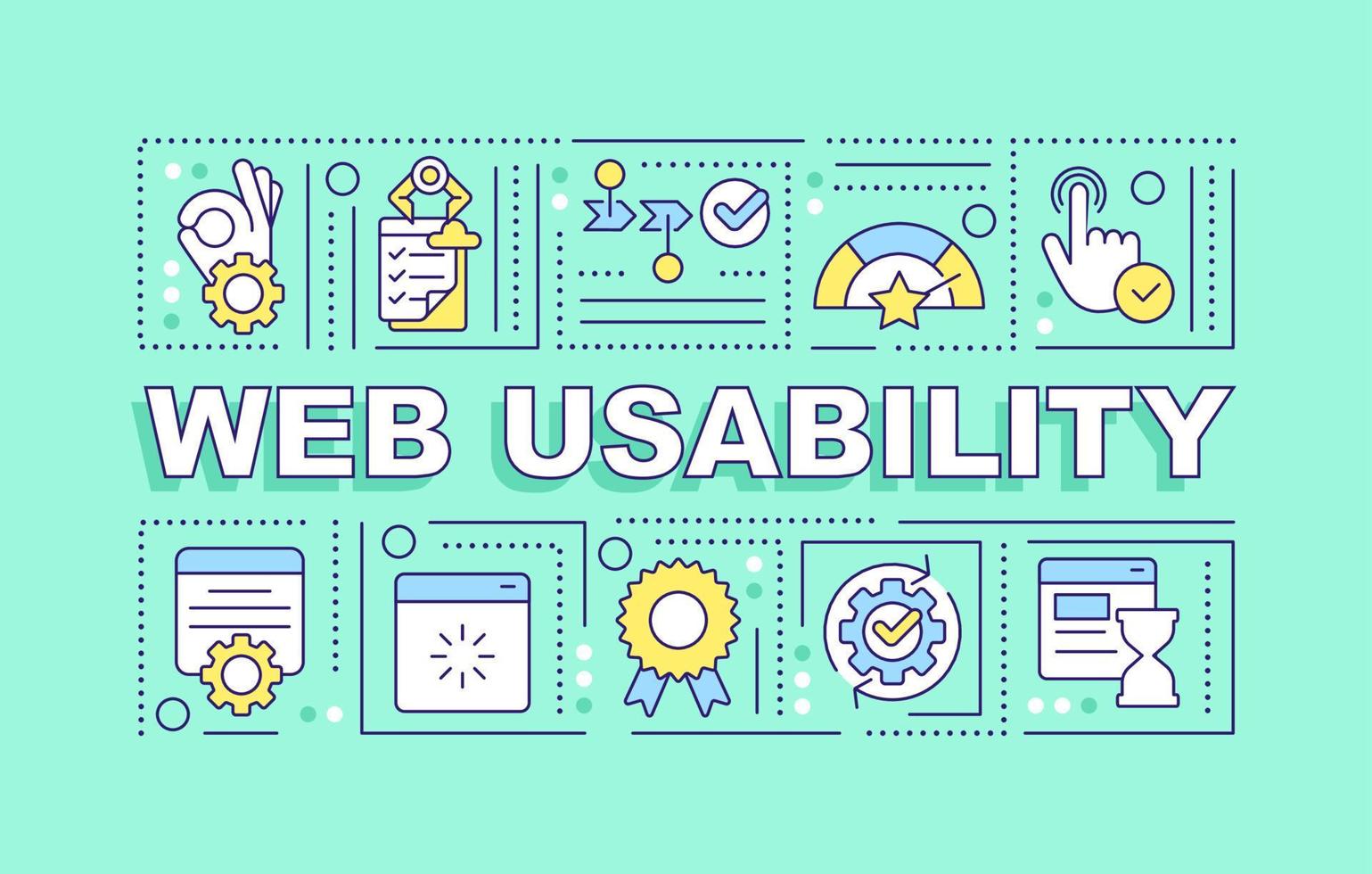 Web usability word concepts mint banner. User experience design. UX