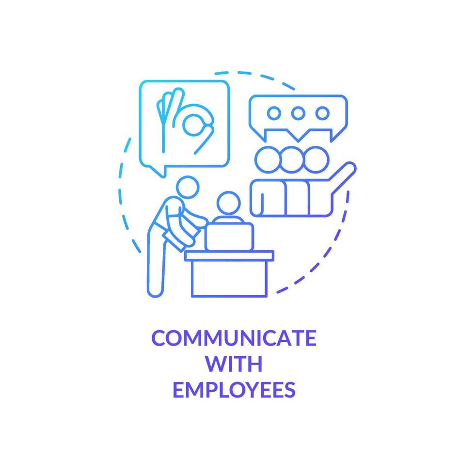 Communicate with employees blue gradient concept icon. Building contacts with colleagues. Teamwork connection abstract idea thin line illustration. Isolated outline drawing vector