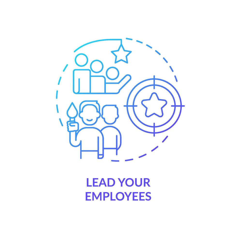 Manage your employees blue gradient concept icon. Lead human resources. Management and mentorship. Team lead abstract idea thin line illustration. Isolated outline drawing vector