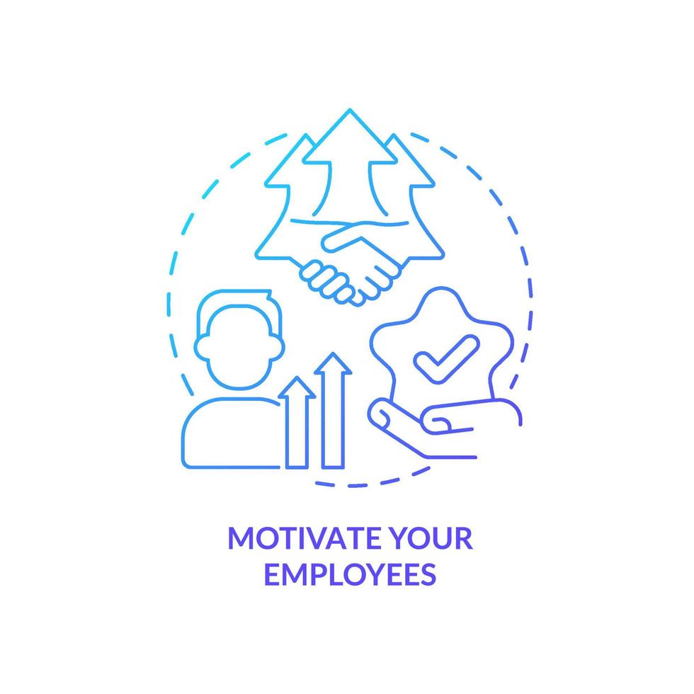 Employee motivation strategy blue gradient concept icon. Increase workforce enthusiasm. Productive leadership abstract idea thin line illustration. Isolated outline drawing vector