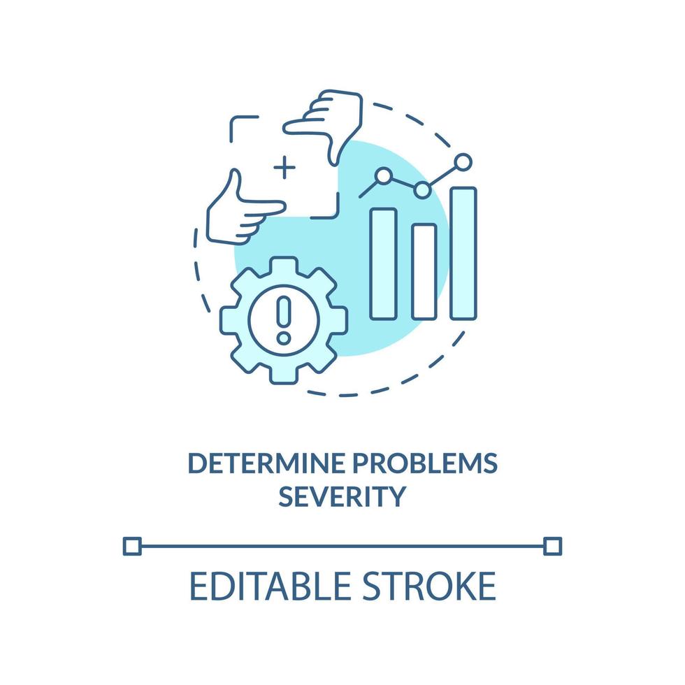 Define problems severity turquoise concept icon. Rating usability problems abstract idea thin line illustration. Isolated outline drawing. Editable stroke vector