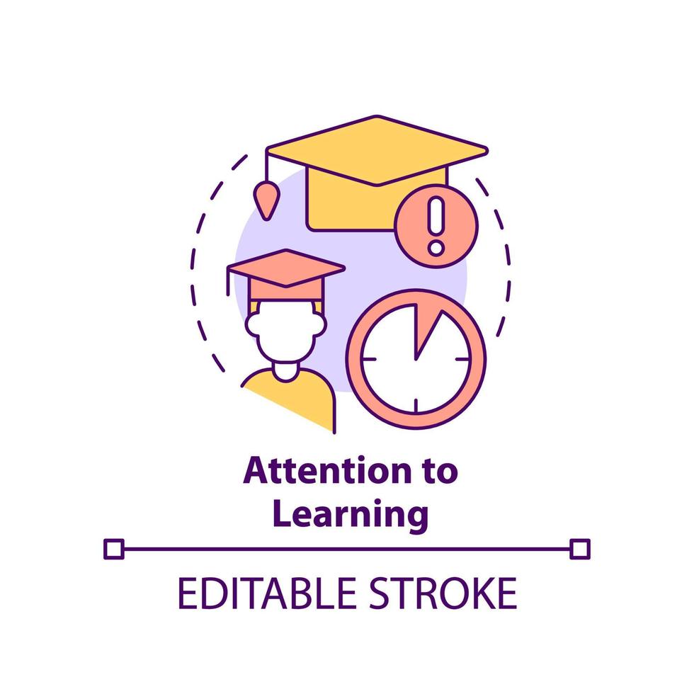 Attention to learning concept icon. Problem with training abstract idea thin line illustration. Struggle to meet deadlines. Isolated outline drawing. Editable stroke vector