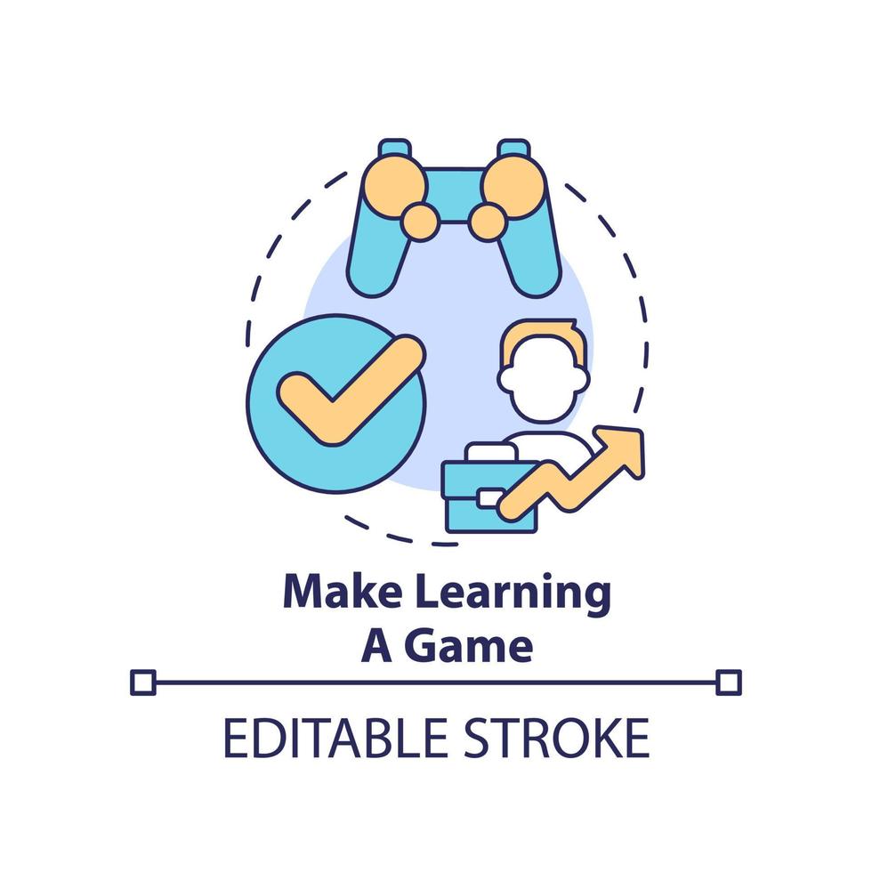 Make learning game concept icon. Building online training program abstract idea thin line illustration. Educational quiz. Isolated outline drawing. Editable stroke vector