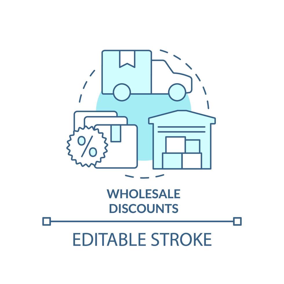 Wholesale discounts turquoise concept icon. Customer loyalty. Type of allowances abstract idea thin line illustration. Isolated outline drawing. Editable stroke vector