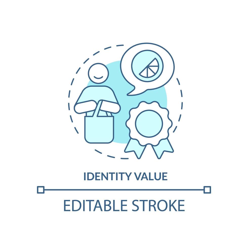 Identity value turquoise concept icon. Personal reputation. Product advantage abstract idea thin line illustration. Isolated outline drawing. Editable stroke vector