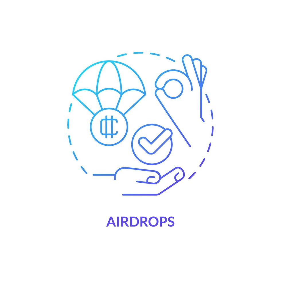 Airdrops blue gradient concept icon. Projects promotion. Coins sharing. Way to make money on crypto abstract idea thin line illustration. Isolated outline drawing vector