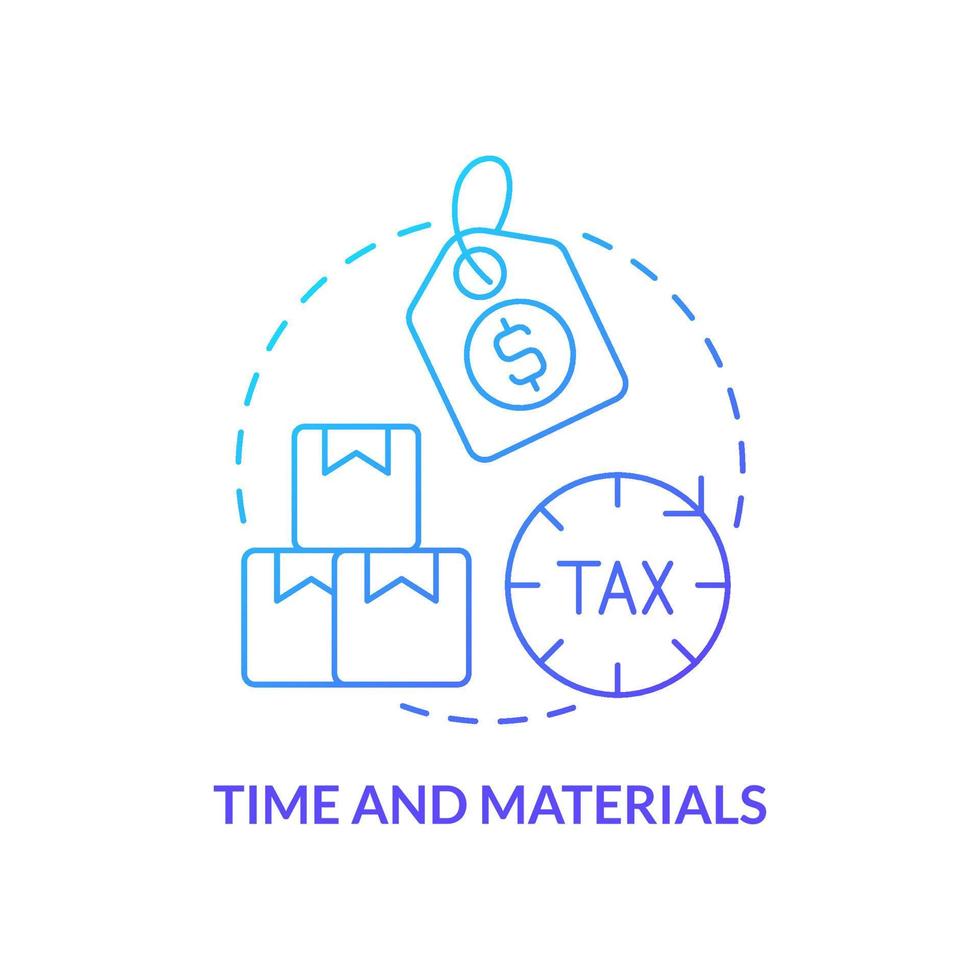 Time and materials blue gradient concept icon. Agreement in procurement abstract idea thin line illustration. Estimate project. Product development. Isolated outline drawing vector