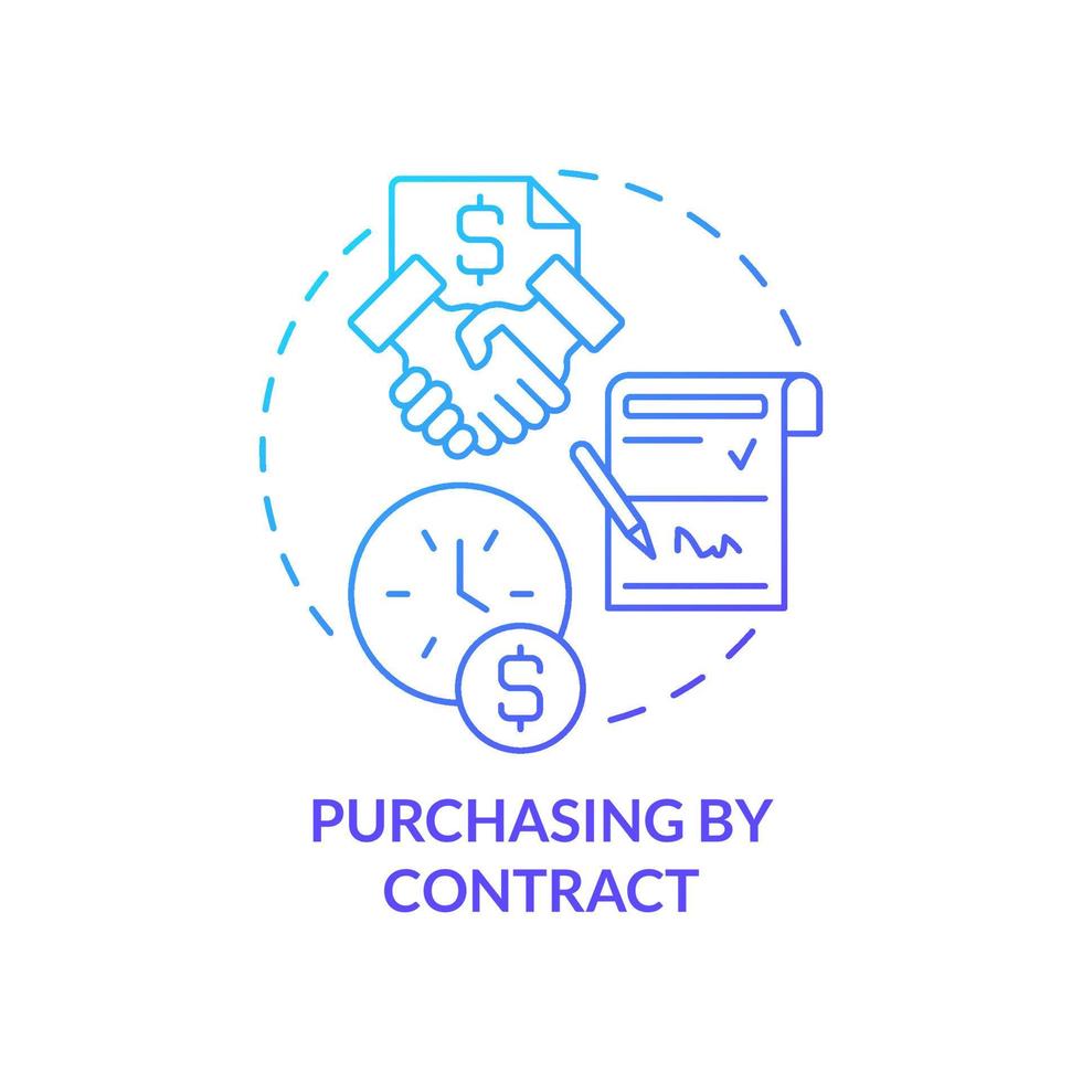 Purchasing by contract blue gradient concept icon. Purchase order in business abstract idea thin line illustration. Contractual relation. Isolated outline drawing vector