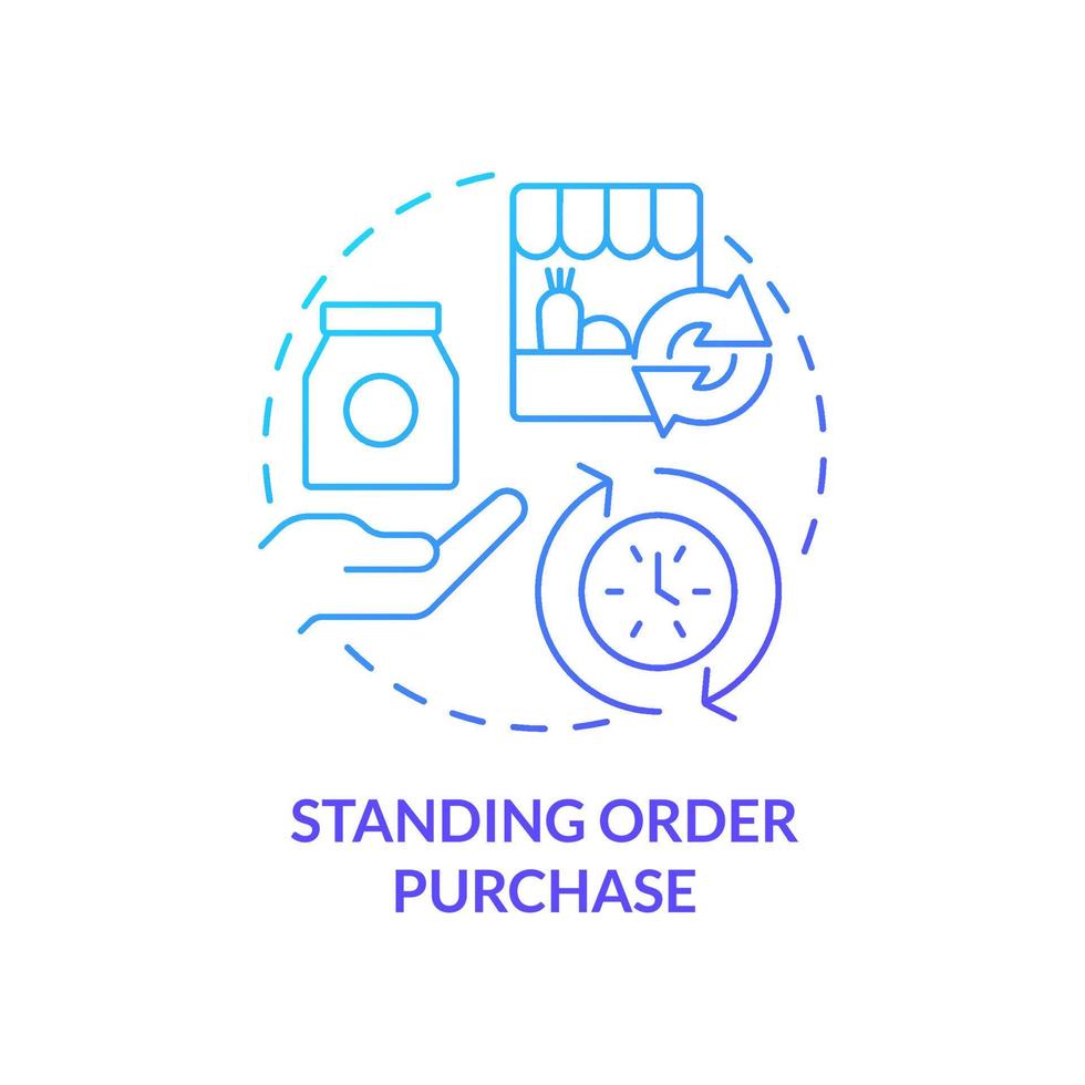 Standing order purchase blue gradient concept icon. Food procurement abstract idea thin line illustration. Recurring charges. Goods acquisition. Isolated outline drawing vector