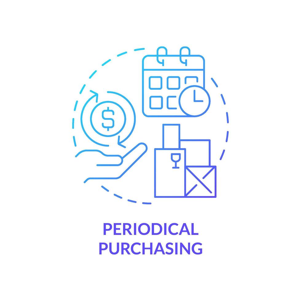 Periodical purchasing blue gradient concept icon. Formal procurement method abstract idea thin line illustration. Make regular payments. Isolated outline drawing vector