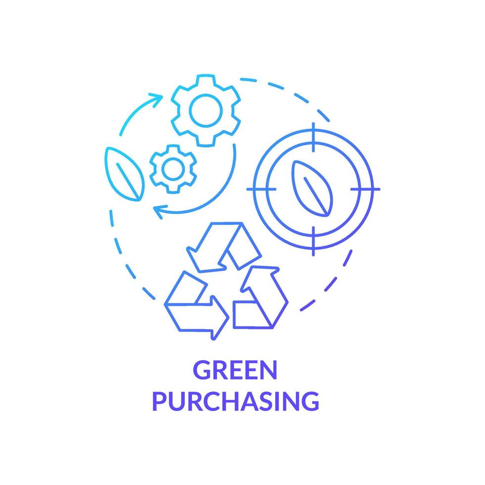 Green purchasing blue gradient concept icon. Procurement strategy abstract idea thin line illustration. Environmentally preferable buy. Isolated outline drawing vector