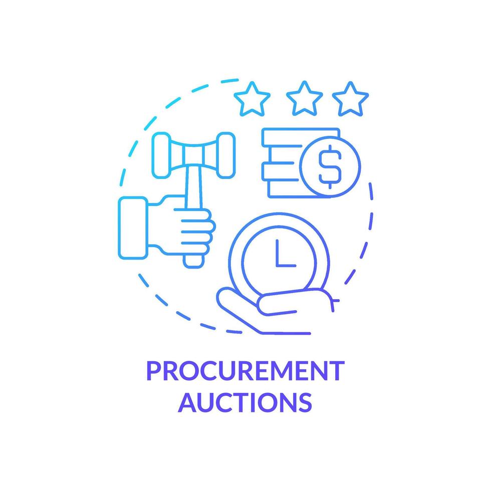 Procurement auctions blue gradient concept icon. Sourcing strategy example abstract idea thin line illustration. Competitive market. Buying goods. Isolated outline drawing vector