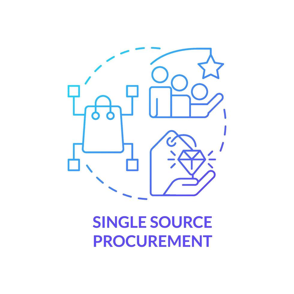 Single source procurement blue gradient concept icon. Purchasing strategy example abstract idea thin line illustration. Supply chain. Sole source. Isolated outline drawing vector