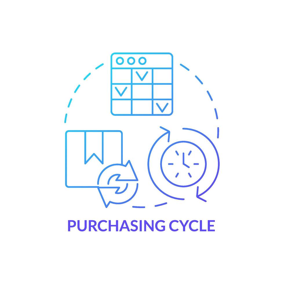 Purchasing cycle blue gradient concept icon. Procurement strategy example abstract idea thin line illustration. Business process. Supplier sourcing. Isolated outline drawing vector