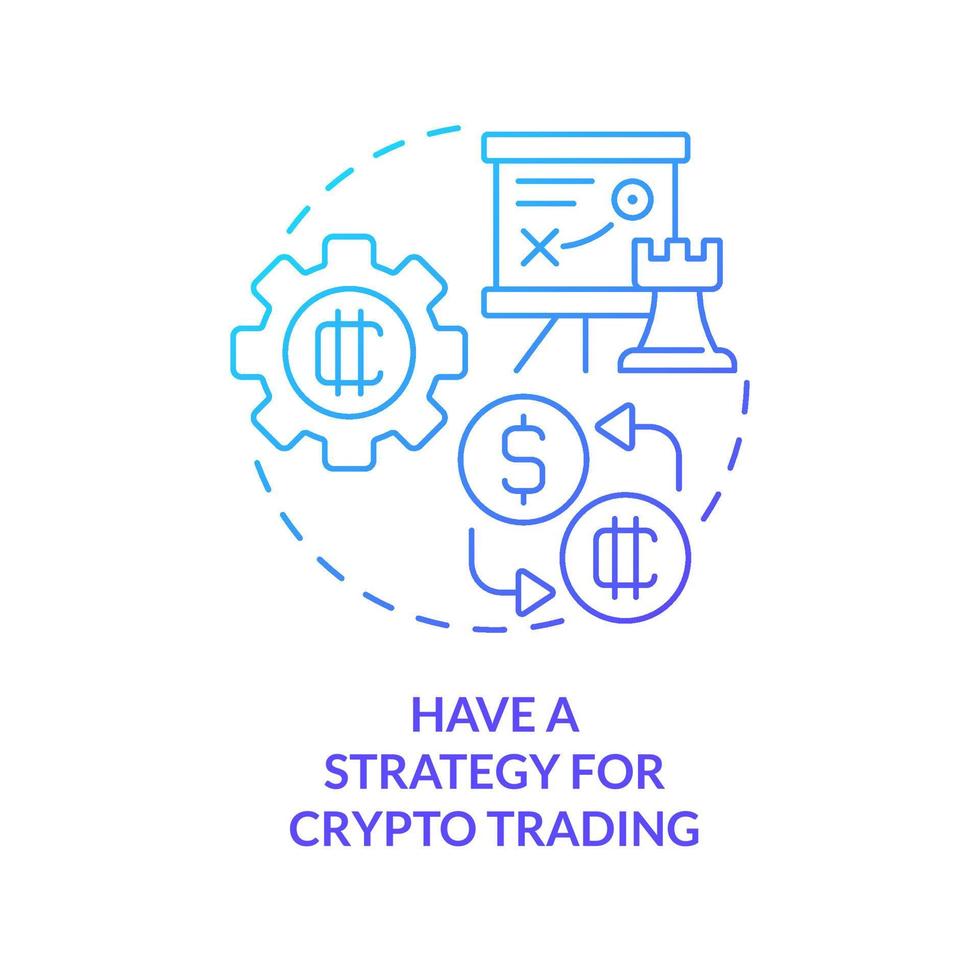 tener una estrategia para el icono de concepto de gradiente azul de comercio criptográfico. planificación comercial. punta de criptomoneda idea abstracta ilustración de línea delgada. dibujo de contorno aislado vector