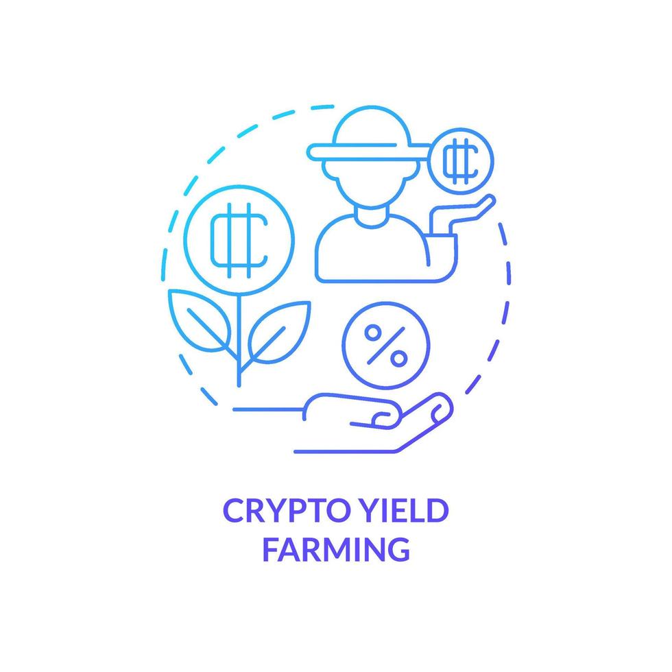 Crypto yield farming blue gradient concept icon. Passive income. Way to make money on cryptocurrency abstract idea thin line illustration. Isolated outline drawing vector