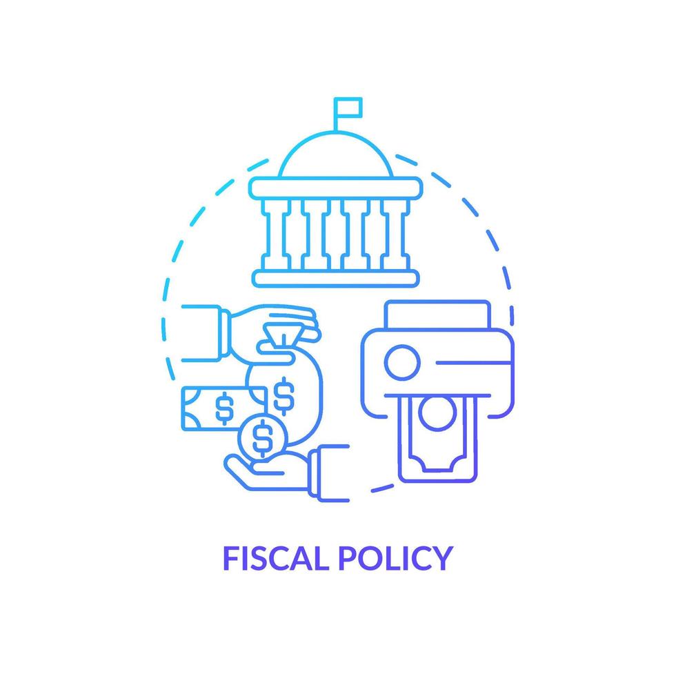 Fiscal policy blue gradient concept icon. Governmental regulations and control. Inflation cause abstract idea thin line illustration. Isolated outline drawing vector