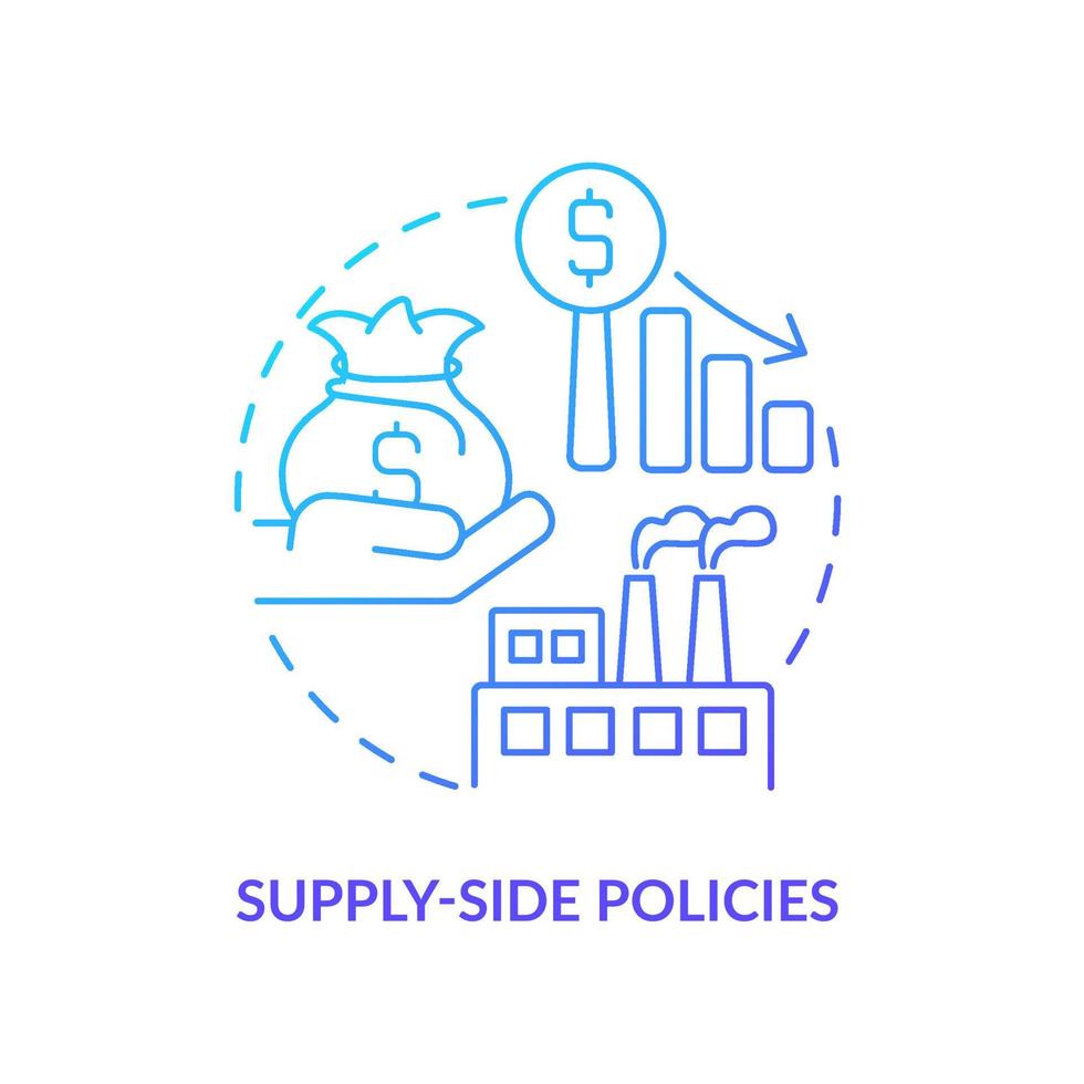 Supply side policies blue gradient concept icon. Economy efficiency. Controlling inflation abstract idea thin line illustration. Isolated outline drawing vector