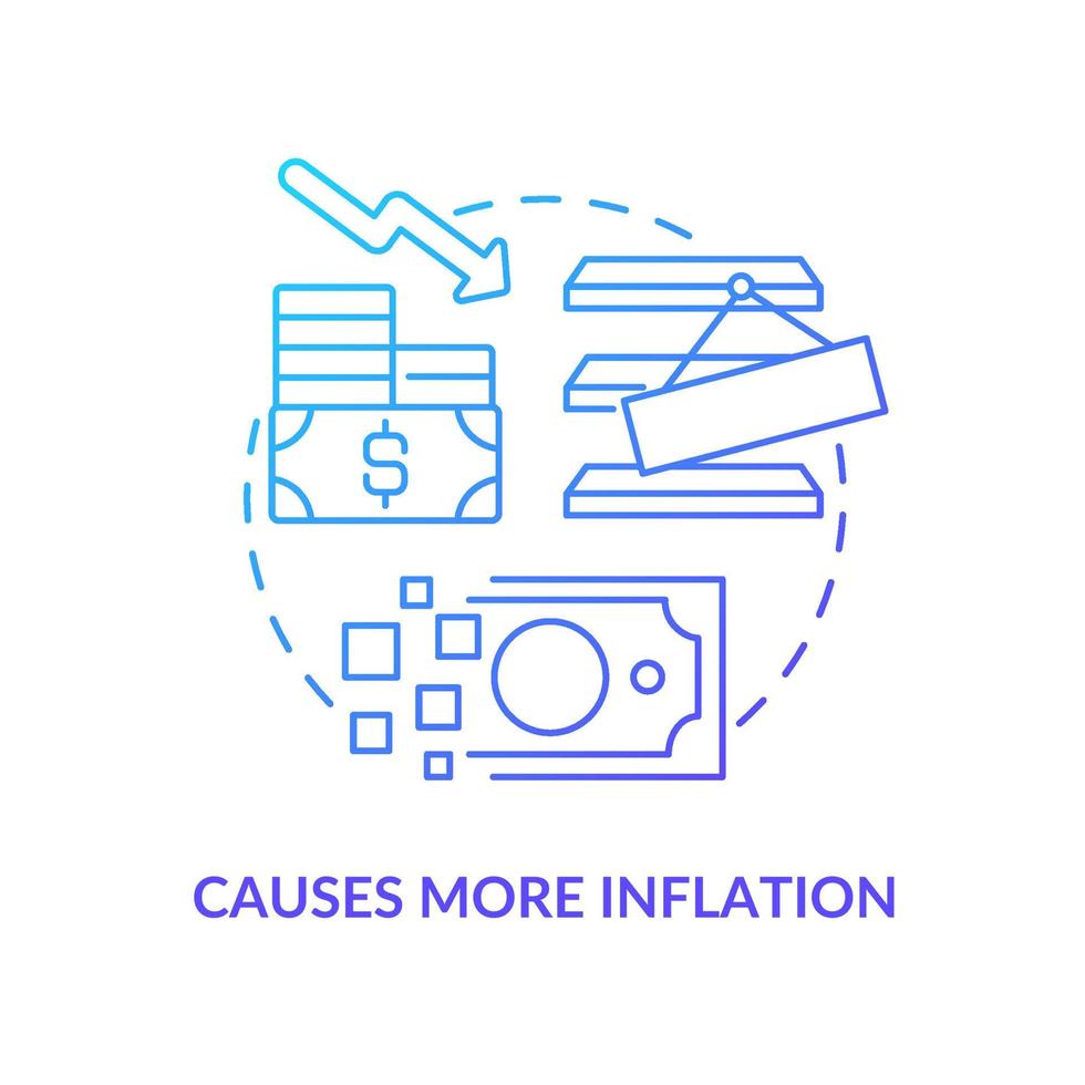 Causes more inflation blue gradient concept icon. Goods deficit. Economic crisis. Effect of inflation abstract idea thin line illustration. Isolated outline drawing vector