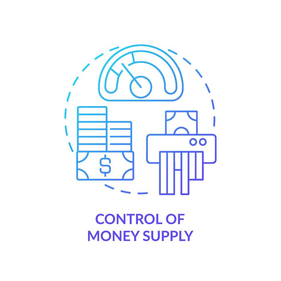 Control of money supply blue gradient concept icon. Total amount of cash. Controlling inflation abstract idea thin line illustration. Isolated outline drawing vector