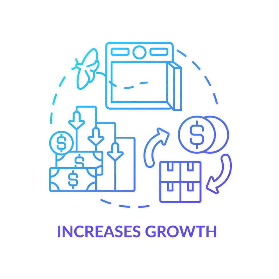 Increases growth blue gradient concept icon. Savings and deposits. Economic crisis. Effect of inflation abstract idea thin line illustration. Isolated outline drawing vector