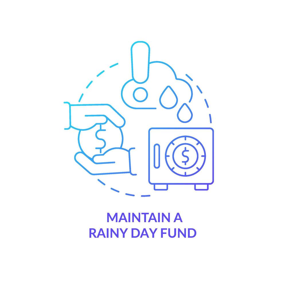 Maintain rainy day fund blue gradient concept icon. Fund and savings. Protecting money during inflation abstract idea thin line illustration. Isolated outline drawing vector