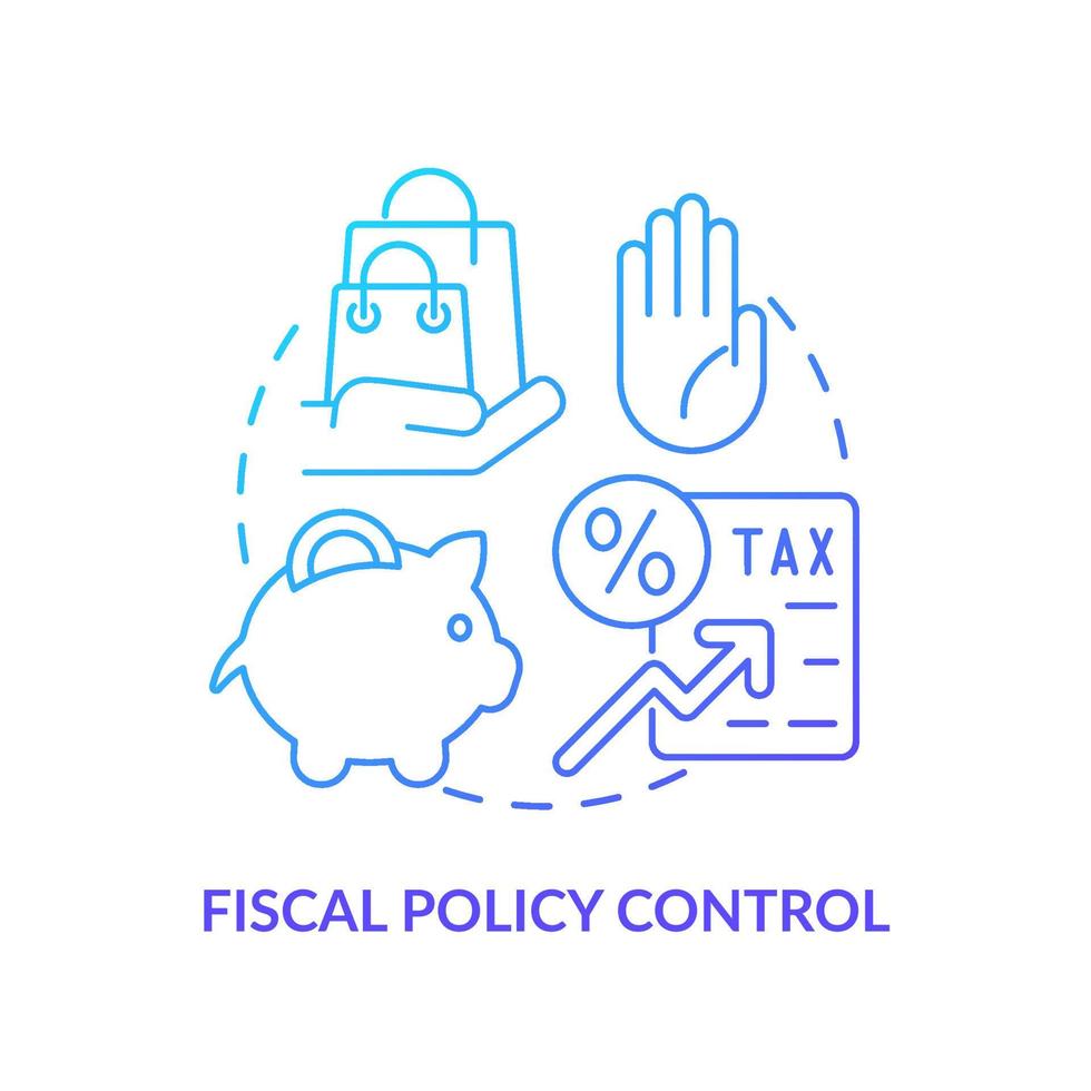 Fiscal policy control blue gradient concept icon. Higher tax rate. Regulations. Controlling inflation abstract idea thin line illustration. Isolated outline drawing vector
