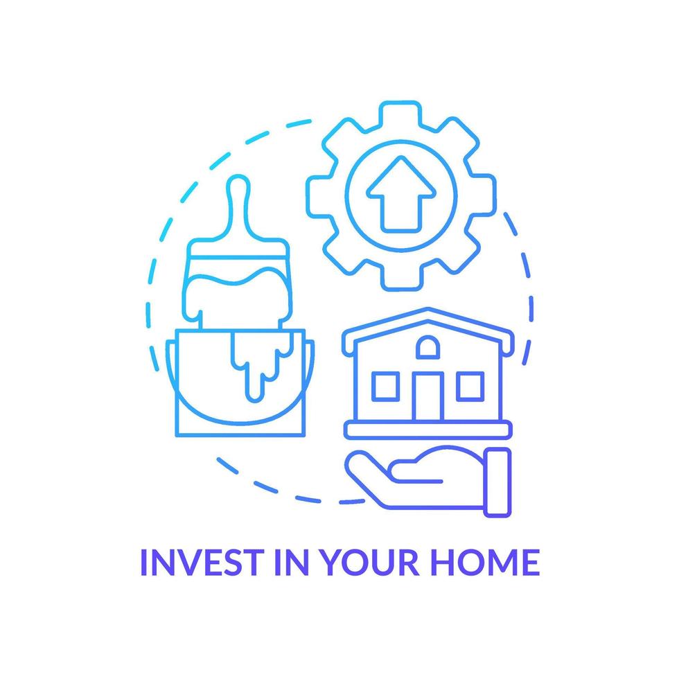Invest in your home blue gradient concept icon. Real estate. Protecting money during inflation abstract idea thin line illustration. Isolated outline drawing vector