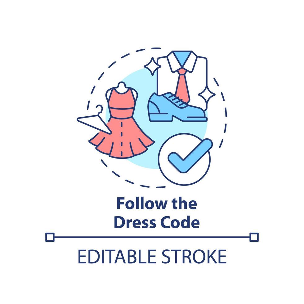 Follow dress code concept icon. Common business event etiquette rule abstract idea thin line illustration. Isolated outline drawing. Editable stroke vector