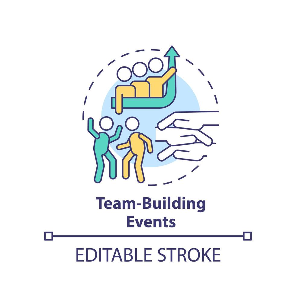 Team building events concept icon. Corporate development activities abstract idea thin line illustration. Isolated outline drawing. Editable stroke vector