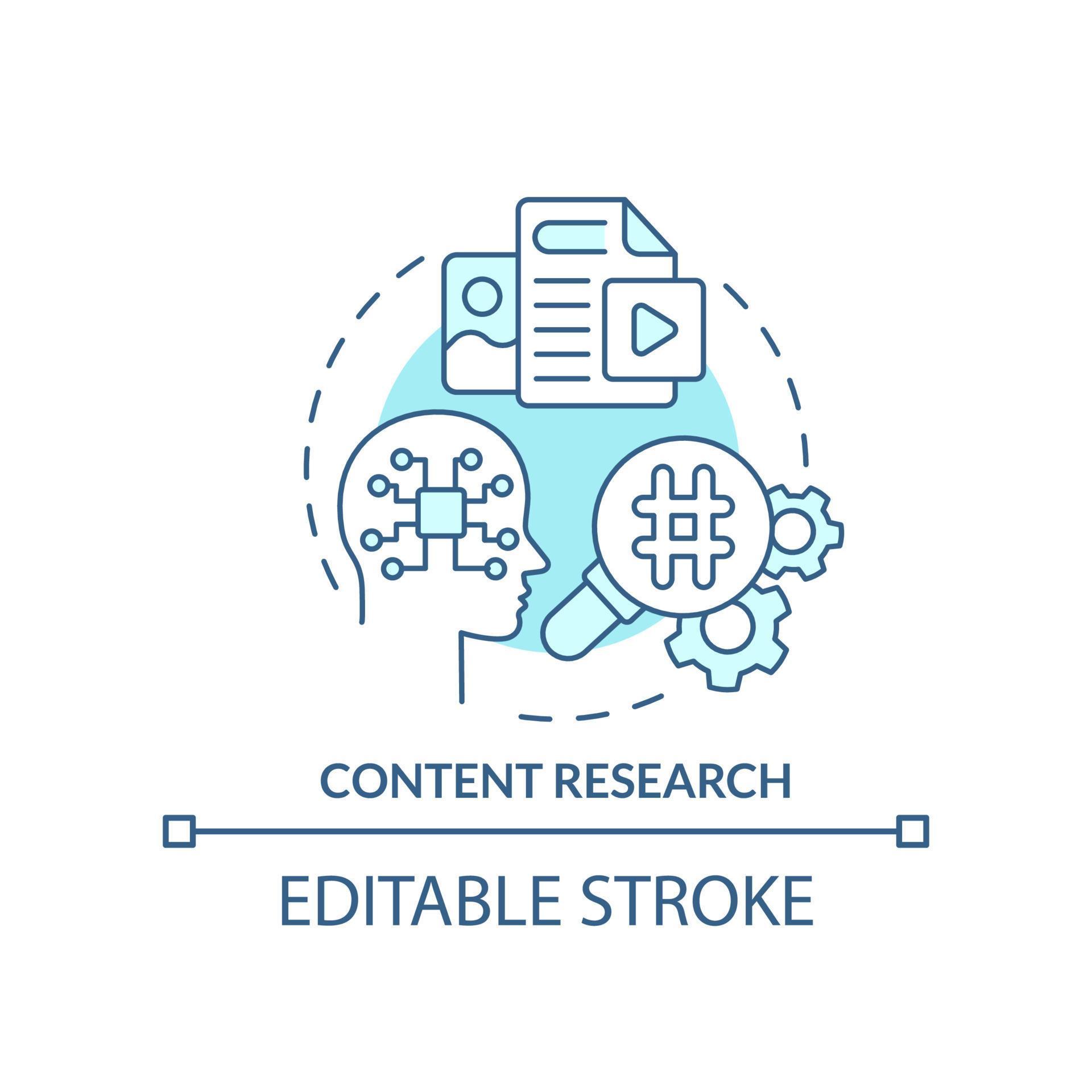 Content research turquoise concept icon. Identify business trends. AI ...