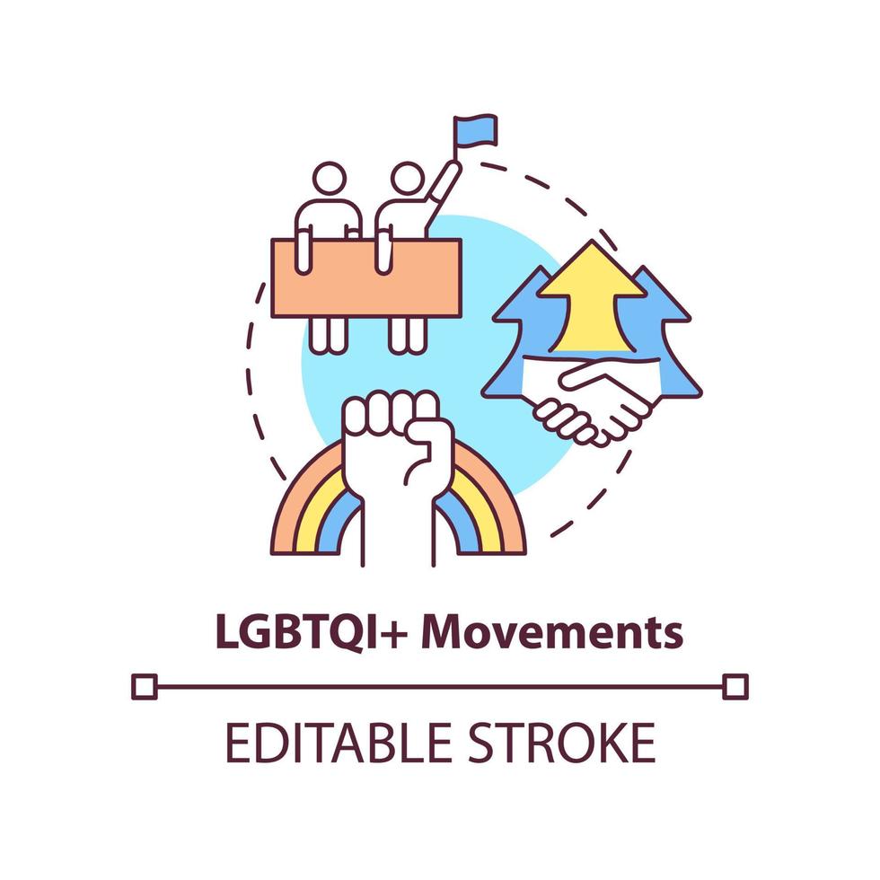 Lgbtqi movements concept icon. Organization and civil society. LGBT program abstract idea thin line illustration. Isolated outline drawing. Editable stroke vector