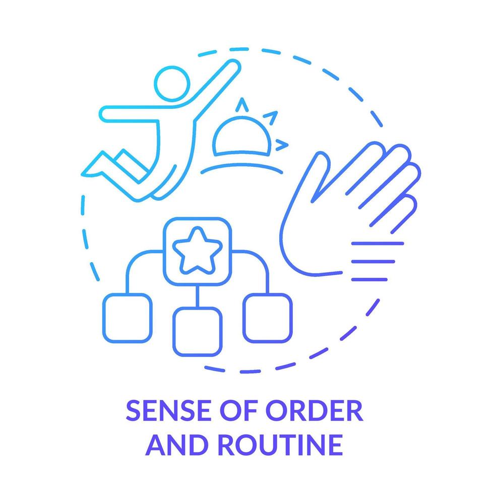 Sense of order and routine blue gradient concept icon. Daily activities. Learning environment abstract idea thin line illustration. Isolated outline drawing vector