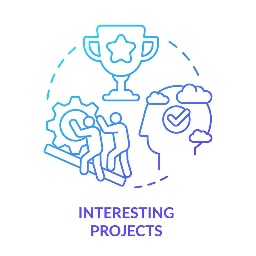 Interesting projects blue gradient concept icon. Engagement and teamwork. Learning environment abstract idea thin line illustration. Isolated outline drawing vector