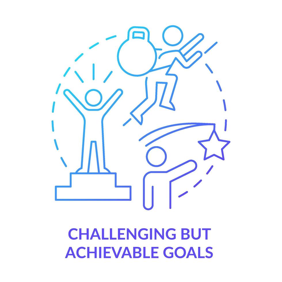 Challenging but achievable goals blue gradient concept icon. Accomplish goals. Principle about learning abstract idea thin line illustration. Isolated outline drawing vector