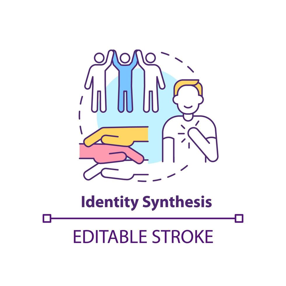 Identity synthesis concept icon. Sexual orientation. Stage of coming out abstract idea thin line illustration. Isolated outline drawing. Editable stroke vector