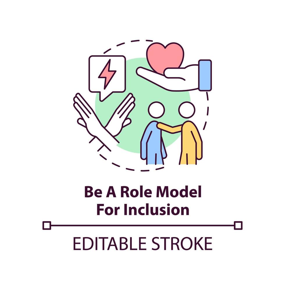 Be role model for inclusion concept icon. Show example. Supporting LGBT youth abstract idea thin line illustration. Isolated outline drawing. Editable stroke vector