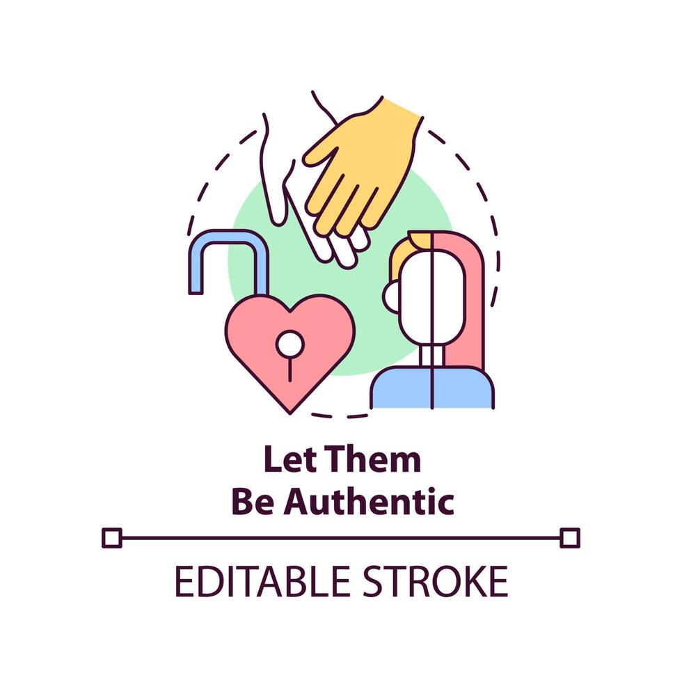 Let them be authentic concept icon. Self-expression. Supporting LGBT youth abstract idea thin line illustration. Isolated outline drawing. Editable stroke vector