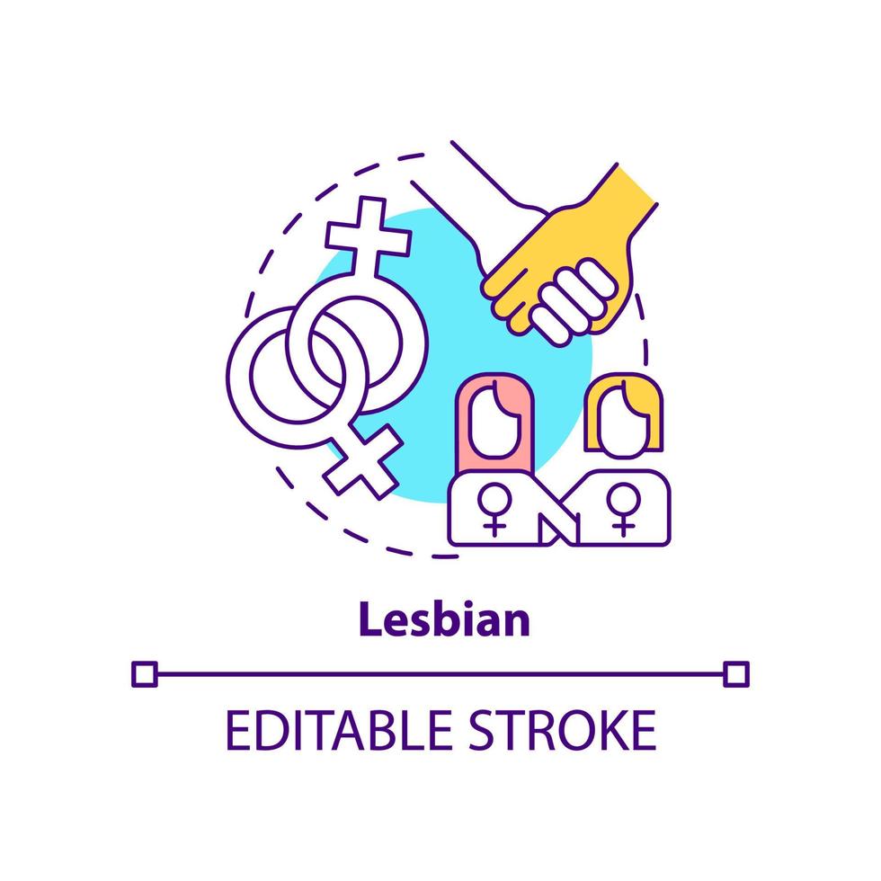 Lesbian concept icon. Female same sex partners. Sexual identity. LGBT member abstract idea thin line illustration. Isolated outline drawing. Editable stroke vector