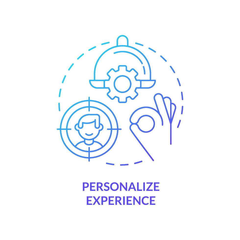 Personalize experience blue gradient concept icon. Making restaurant successful abstract idea thin line illustration. Custom meals. Special offers. Isolated outline drawing vector